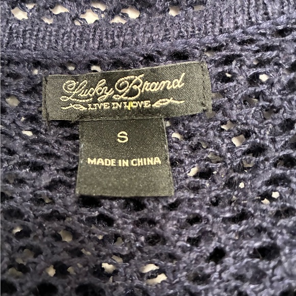 Lucky Brand Navy Crochet Cardigan Size S - Picture 6 of 7